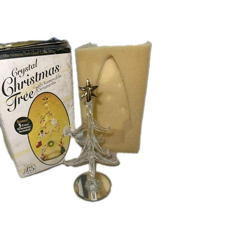 Crystal Christmas Tree NIB With Removable Ornaments Venesia Art Glass Collection - Picture 2 of 6